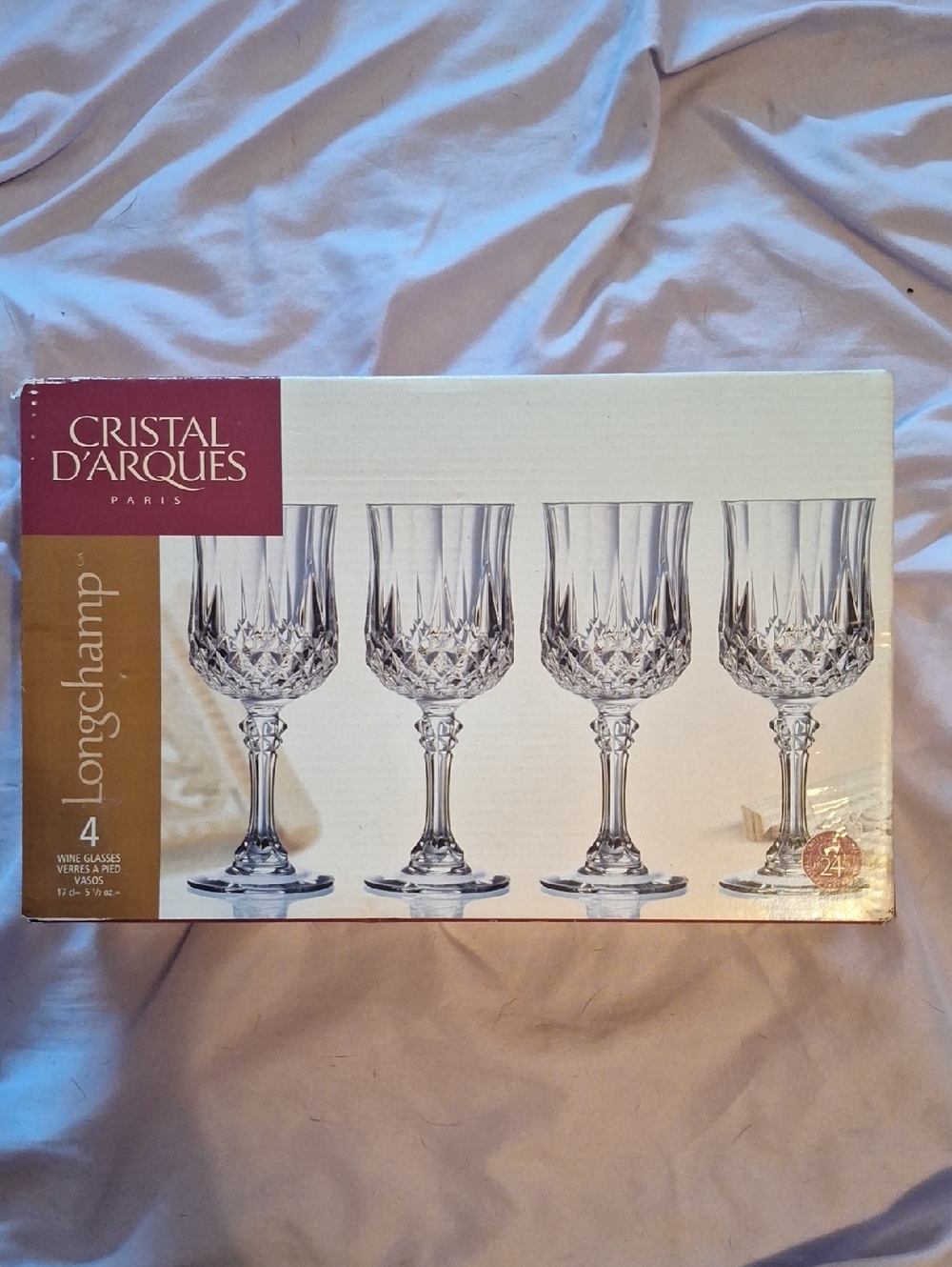 Longchamp Cristal D'arques Wine Glasses - Set of 4 New In Box